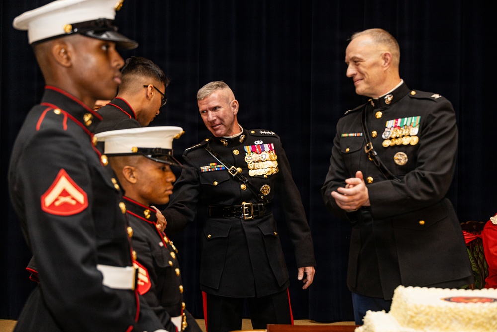 The Commandant, Gen. Eric M. Smith attends the Department of State Marine Corps 250th Birthday Cake Cutting Ceremony