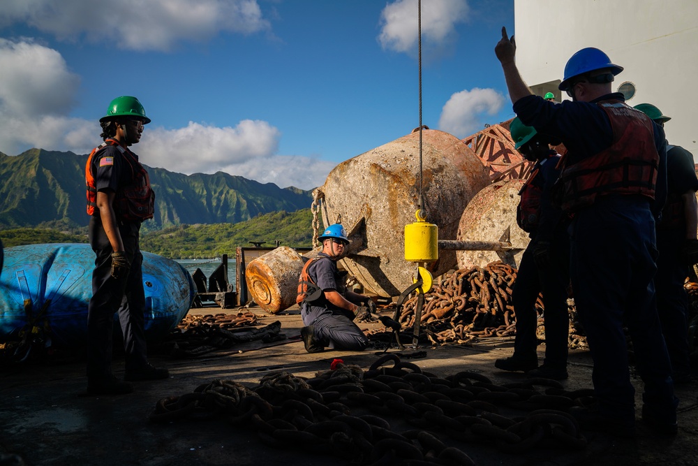 USCGC Juniper (WLB 201) conducts aids to navigation operations
