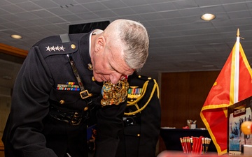 The Commandant, Gen. Eric M. Smith attends the Department of State Marine Corps 250th Birthday Cake Cutting Ceremony