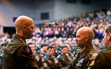 Special Forces Students Don Green Berets at Regimental First Formation