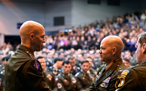 Special Forces Students Don Green Berets at Regimental First Formation
