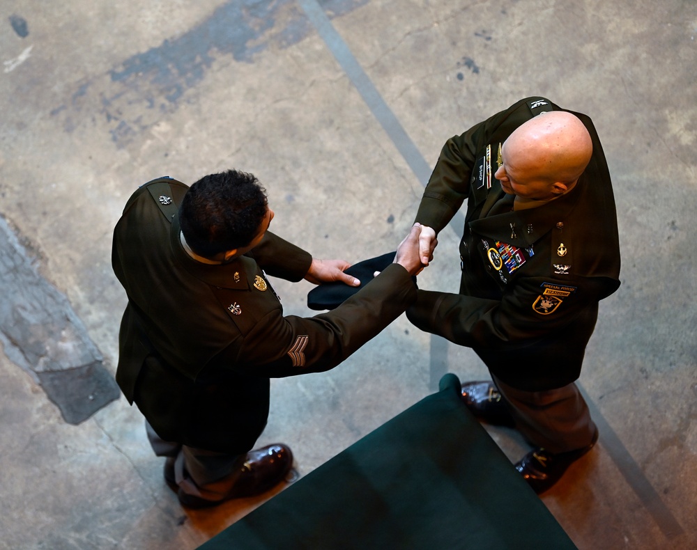 Special Forces Students Don Green Berets at Regimental First Formation