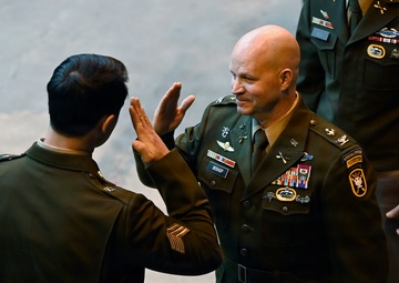 Special Forces Students Don Green Berets at Regimental First Formation