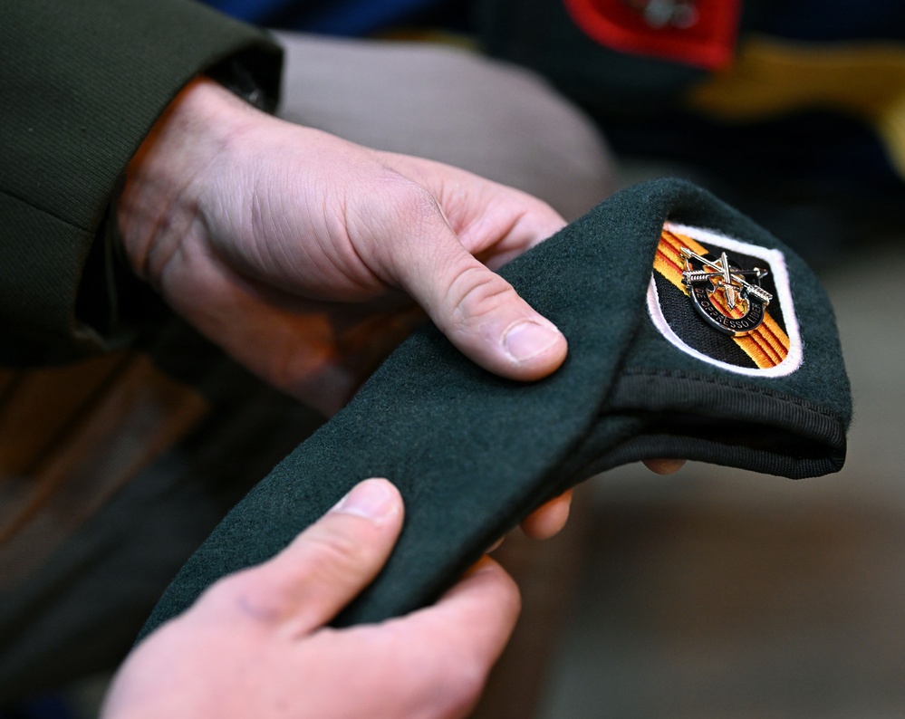 Special Forces Students Don Green Berets at Regimental First Formation