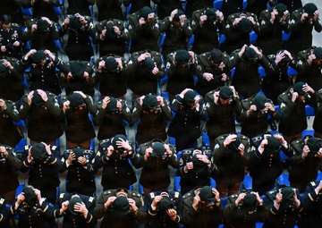 Special Forces Students Don Green Berets at Regimental First Formation