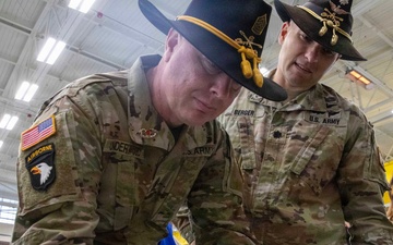 4th Squadron, 6th Cavalry Regiment cases colors at Gray Army Airfield