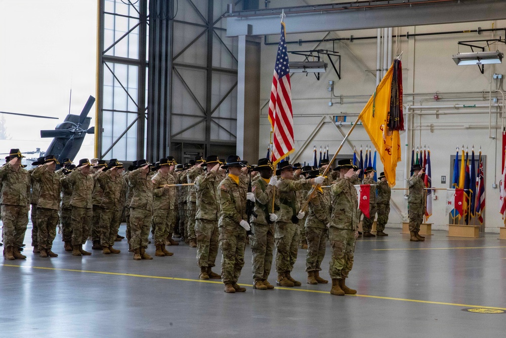 4th Squadron, 6th Cavalry Regiment cases colors at Gray Army Airfield