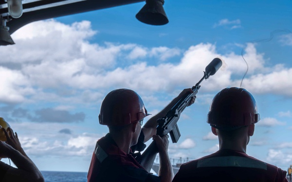 Abraham Lincoln conducts a fueling-at-sea with Frank E. Petersen Jr.