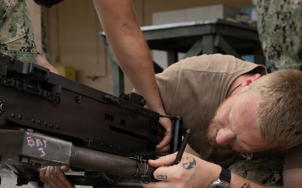 NMCB 133 trains on M2A1 .50 caliber machine guns