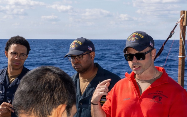 USS Milius (DDG 69) conducts small arms gun shoot