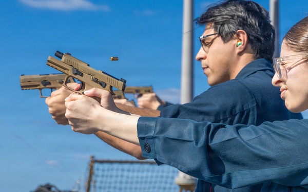 USS Milius (DDG 69) conducts small arms gun shoot
