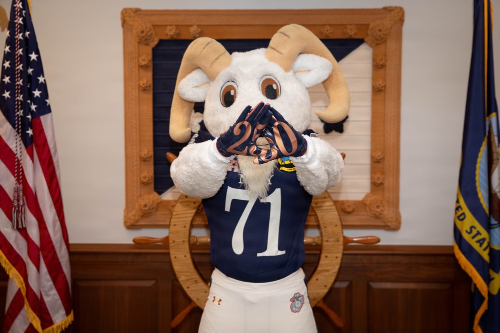 Bill the Goat leads Army-Navy Game Spirit Rally in the Pentagon