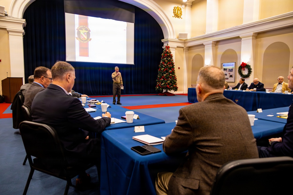 The Commandant, Gen. Eric M. Smith speaks with the U.S. Marine Corps Department of Aviation Graybeards