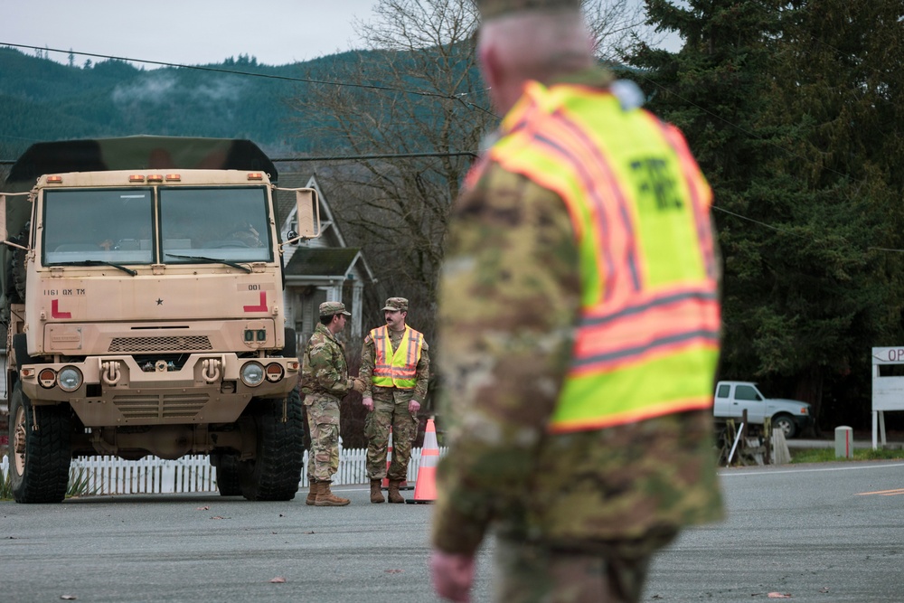 Guard Personnel assist with Traffic Control Points in Skagit County