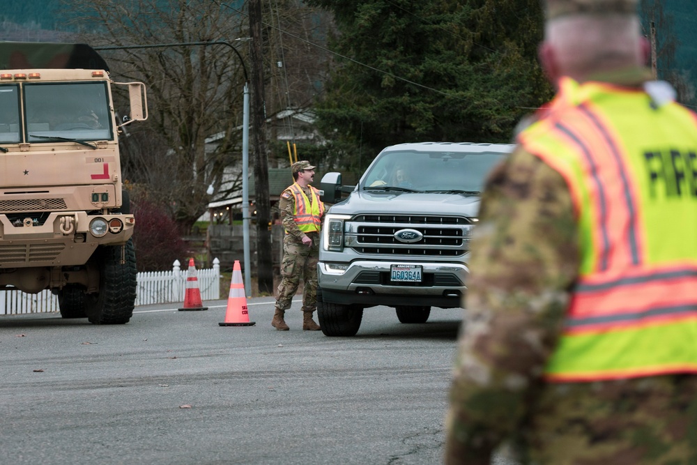 Guard Personnel assist with Traffic Control Points in Skagit County