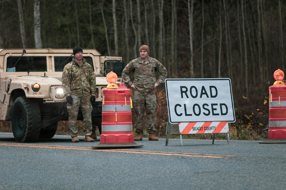Guard Personnel assist with Traffic Control Points in Skagit County