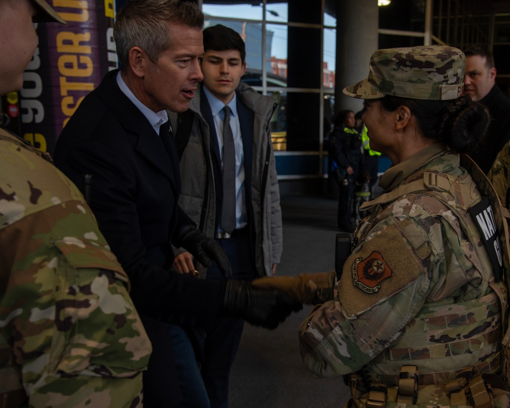 Secretary of Transportation Duffy visits service members in Washington DC