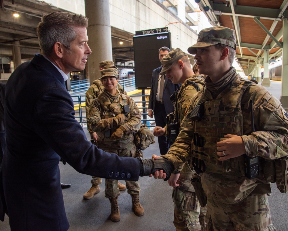 Secretary of Transportation Duffy visits service members in Washington DC