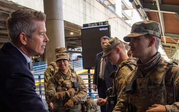Secretary of Transportation Duffy visits service members in Washington DC