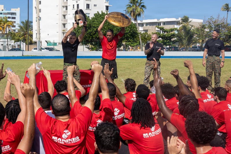 Marine Recruiters Host Poolee Field Meet in San Juan with the Sergeant Major of the Marine Corps