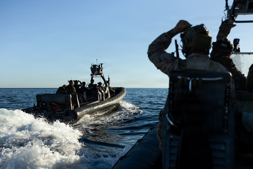 U.S. Marines with 1st Recon Bn. conduct maritime domain awareness during Steel Knight 25