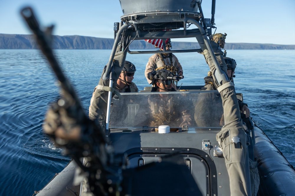 U.S. Marines with 1st Recon Bn. conduct maritime domain awareness during Steel Knight 25