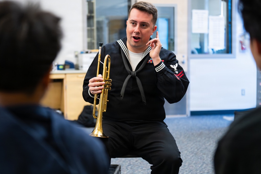 Navy musicians work with students in Juneau