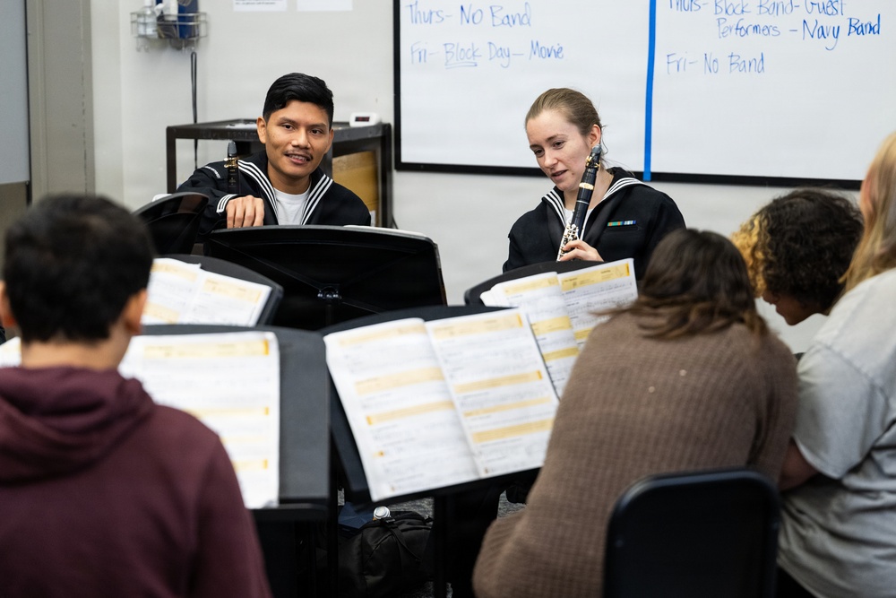 Navy musicians work with students in Juneau