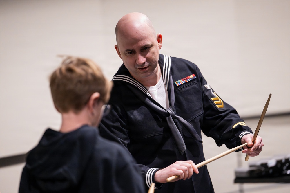 Navy musicians work with students in Juneau