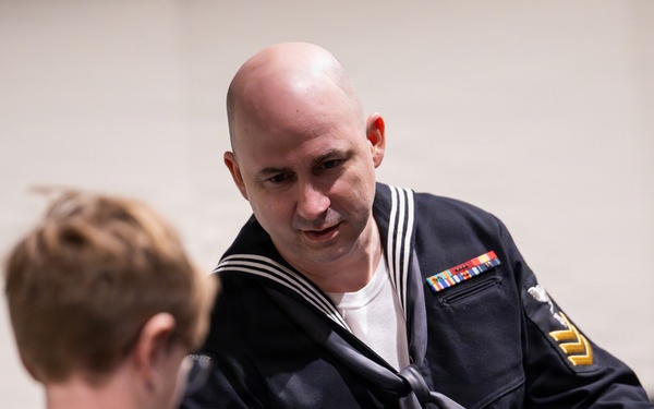 Navy musicians work with students in Juneau