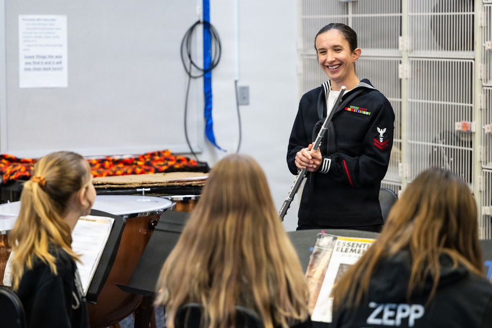 Navy musicians work with students in Juneau