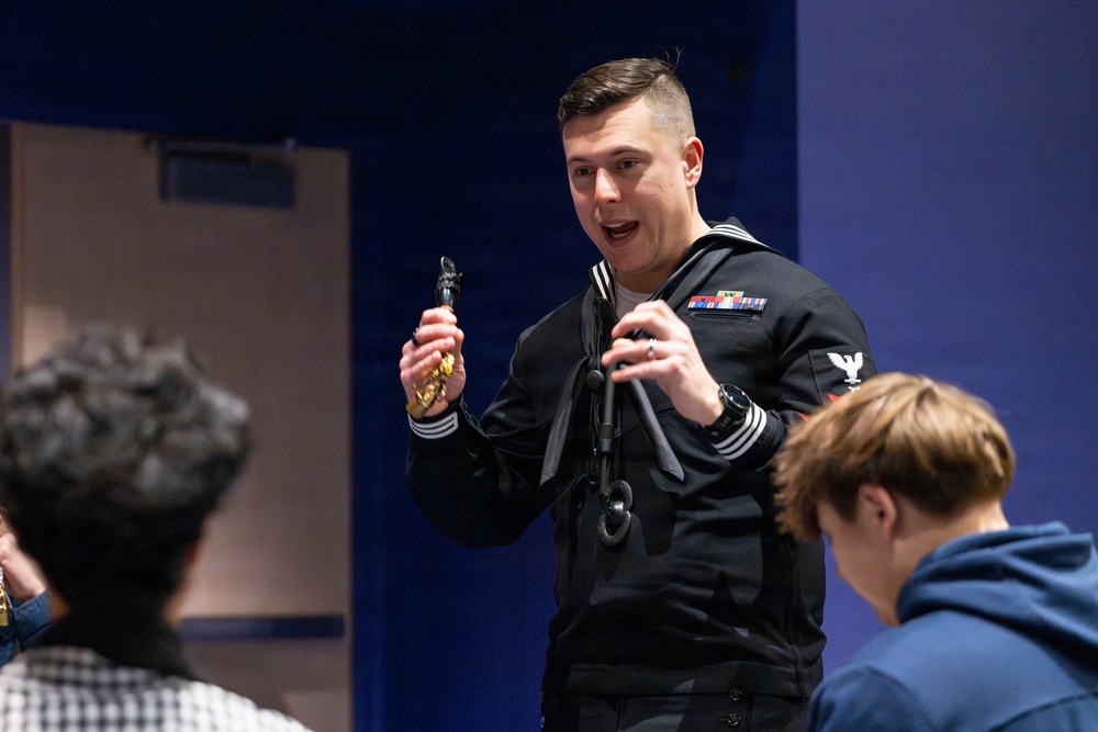 Navy musicians work with students in Juneau