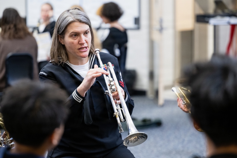 Navy musicians work with students in Juneau