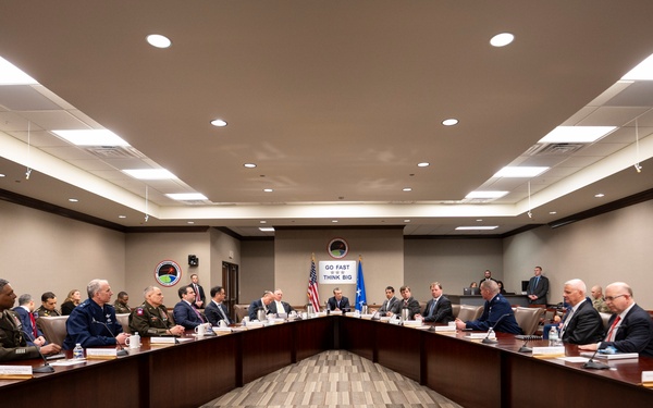 SW Visits Huntsville Defense Facilities, Unveils USSPACECOM Sign