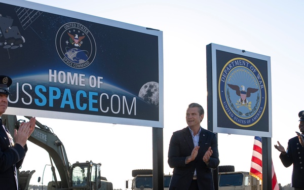SW Visits Huntsville Defense Facilities, Unveils USSPACECOM Sign