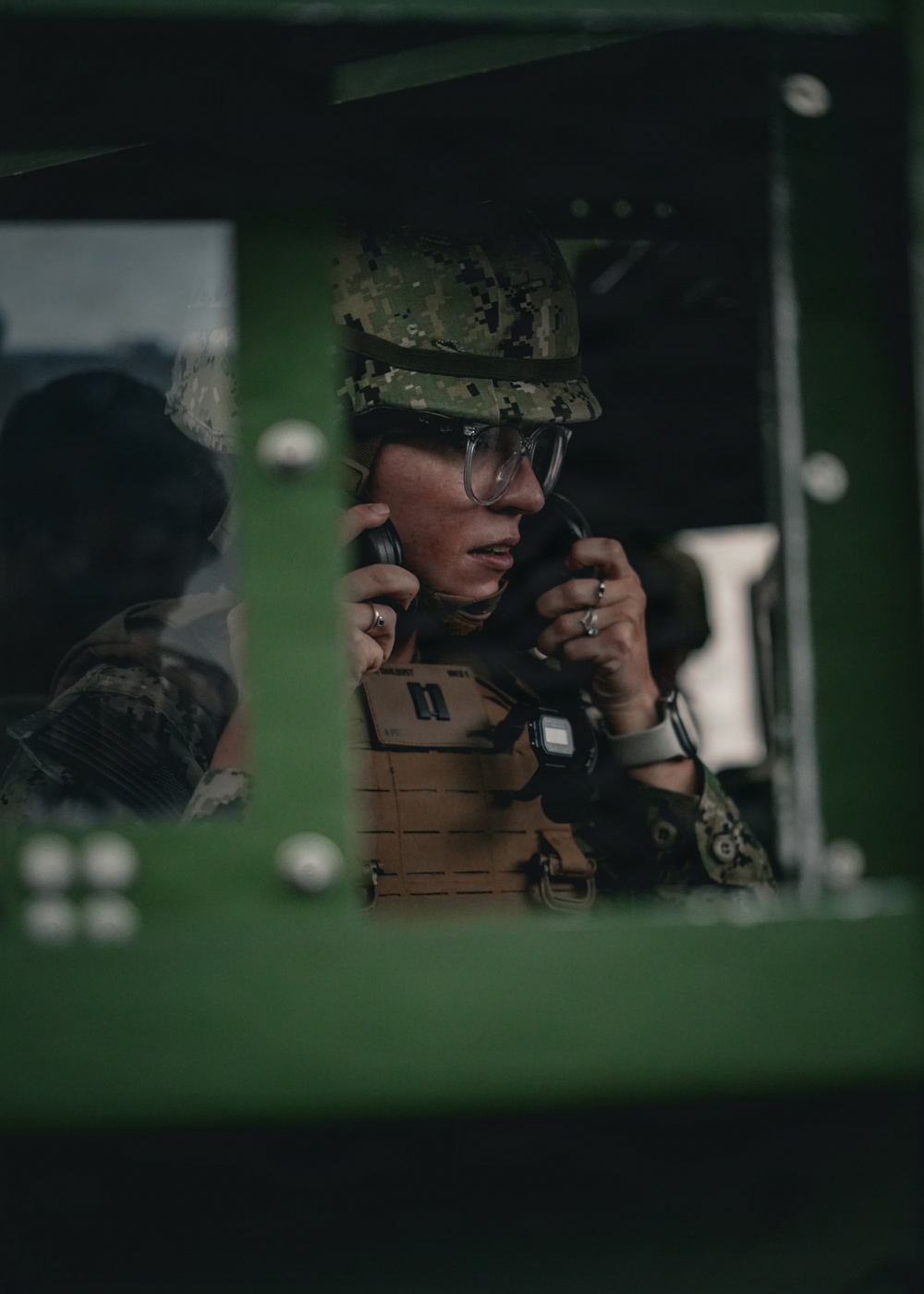 NMCB 11 Leaders participate in the Tactical Unit Leaders Course convoy simulator