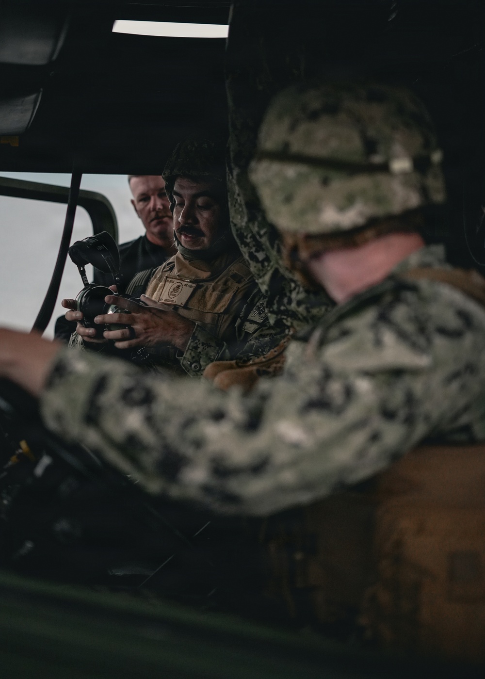 NMCB 11 Leaders participate in the Tactical Unit Leaders Course convoy simulator