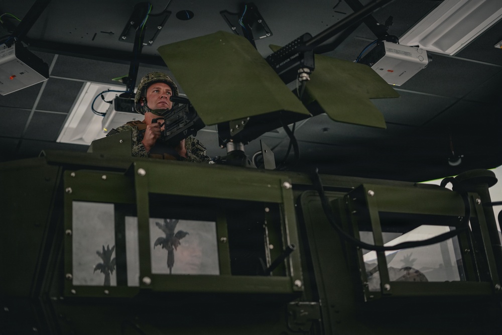 NMCB 11 Leaders participate in the Tactical Unit Leaders Course convoy simulator