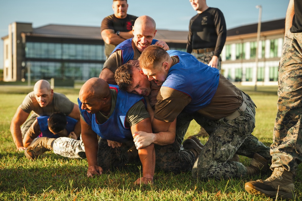 NMCB 11 Leaders participate in the Tactical Unit Leaders Course ground fighting skills portion