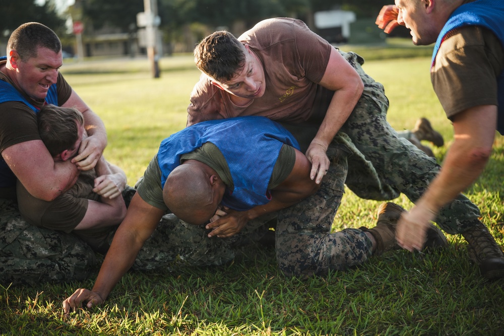 NMCB 11 Leaders participate in the Tactical Unit Leaders Course ground fighting skills portion