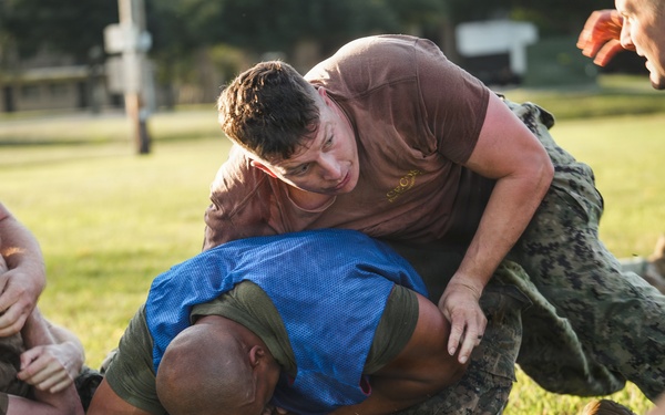 NMCB 11 Leaders participate in the Tactical Unit Leaders Course ground fighting skills portion