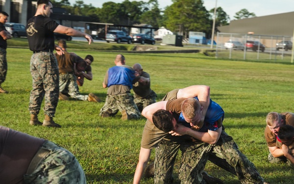 NMCB 11 Leaders participate in the Tactical Unit Leaders Course ground fighting skills portion