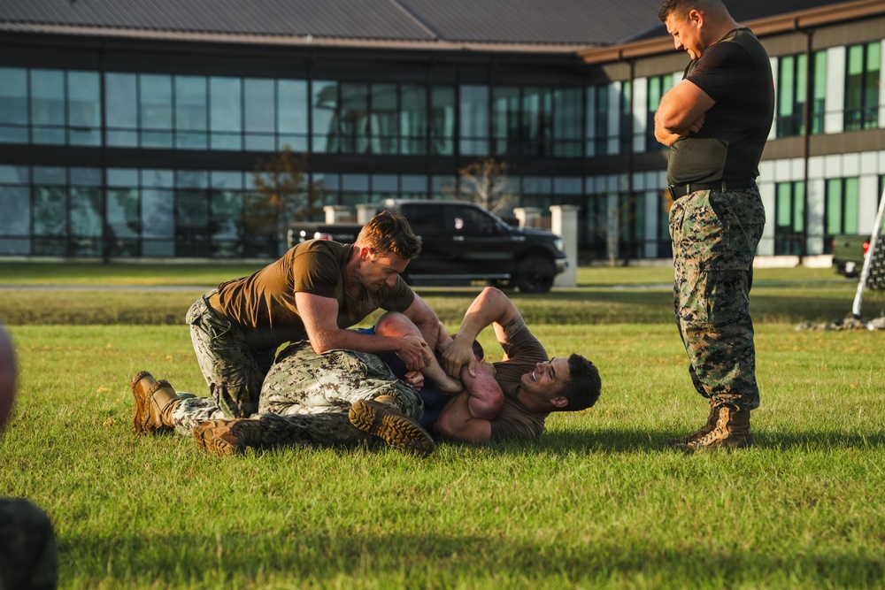 NMCB 11 Leaders participate in the Tactical Unit Leaders Course ground fighting skills portion