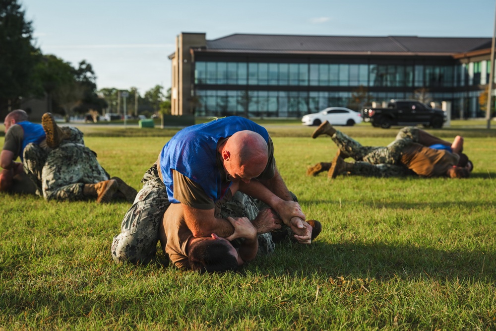 NMCB 11 Leaders participate in the Tactical Unit Leaders Course ground fighting skills portion