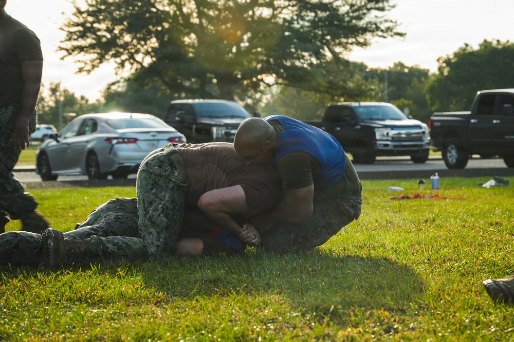 NMCB 11 Leaders participate in the Tactical Unit Leaders Course ground fighting skills portion