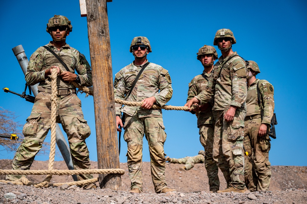 U.S. service members participate in the French Desert Commando Course in Djibouti