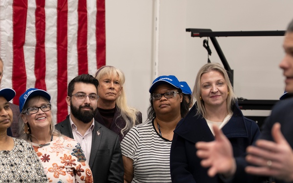 SW Visits Huntsville Defense Facilities, Unveils USSPACECOM Sign