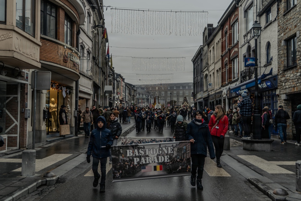 101st Airborne Division Soldiers Participate in the NUTS Parade During Bastogne 81