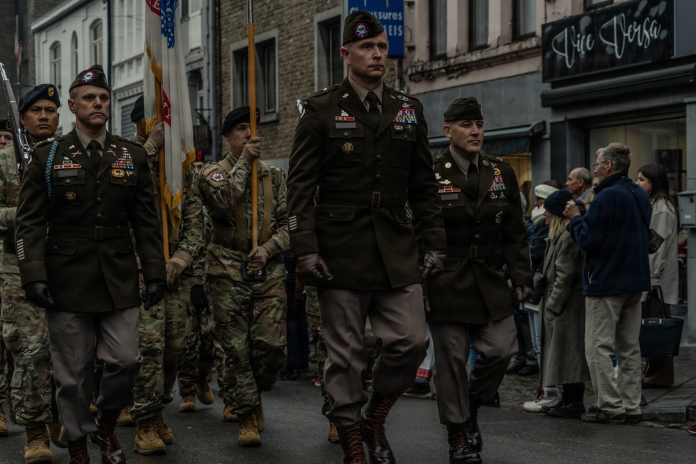 101st Airborne Division Soldiers Participate in the NUTS Parade During Bastogne 81