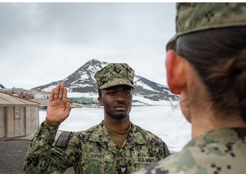 SW2 Eric, SMART Reenlistment Ceremony at McMurdo Station - Antarctica